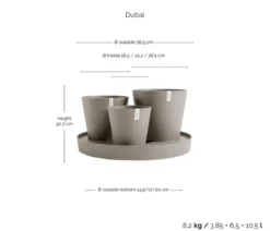 Ecopots Kunststoff-Topf-Set Dubai mit Untersetzer, 4-teilig