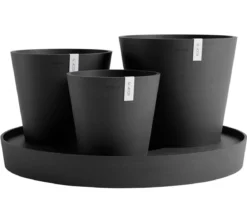 Ecopots Kunststoff-Topf-Set Dubai mit Untersetzer, 4-teilig