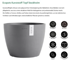 Ecopots Kunststoff-Topf Stockholm, rund