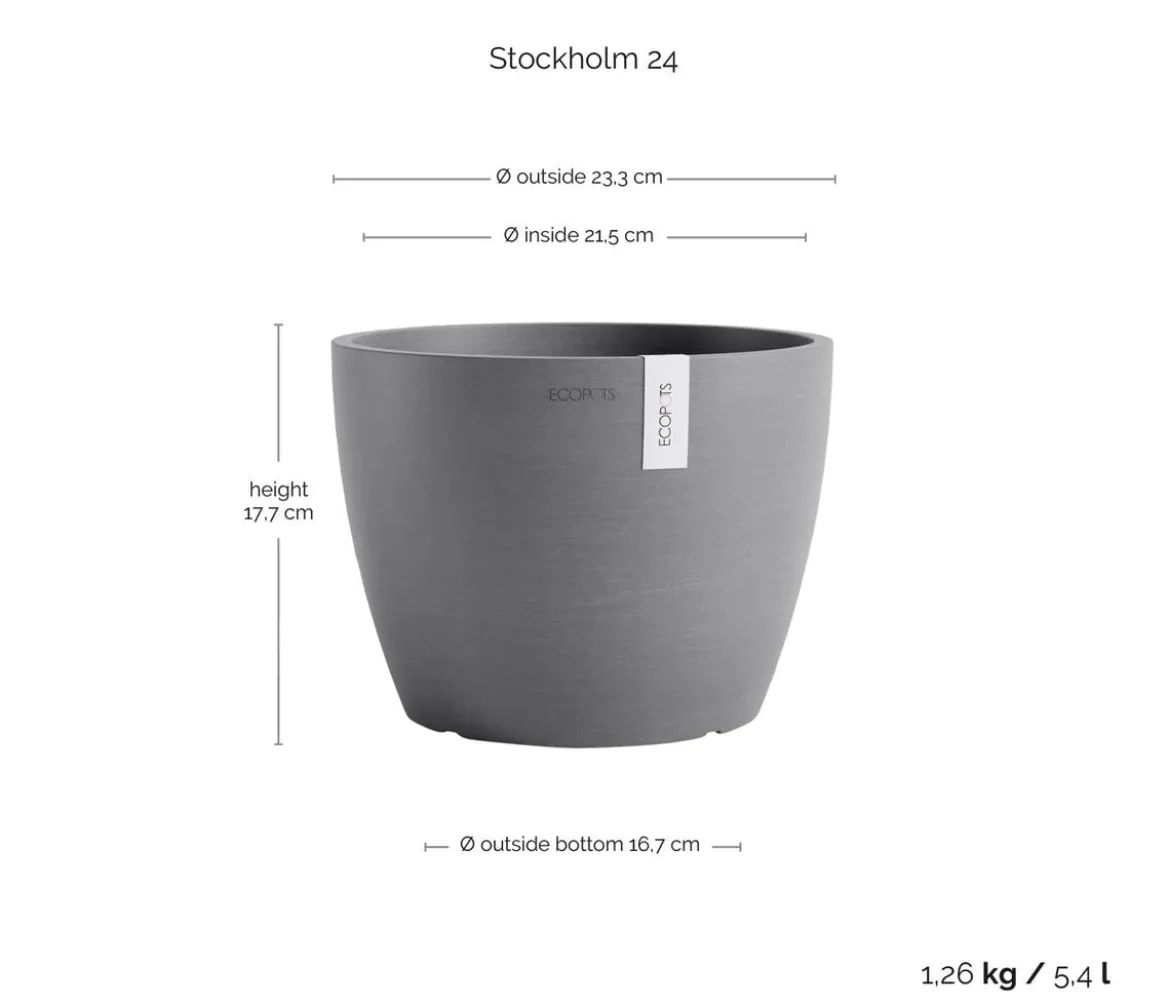 Ecopots Kunststoff-Topf Stockholm, rund