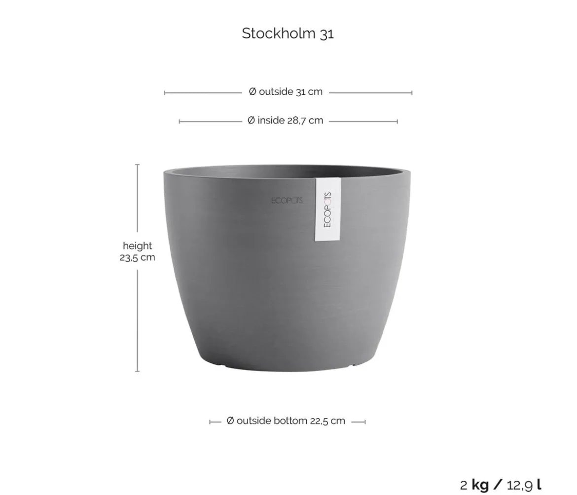 Ecopots Kunststoff-Topf Stockholm, rund