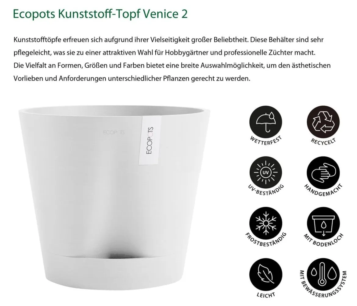 Ecopots Kunststoff-Topf Venice 2, rund