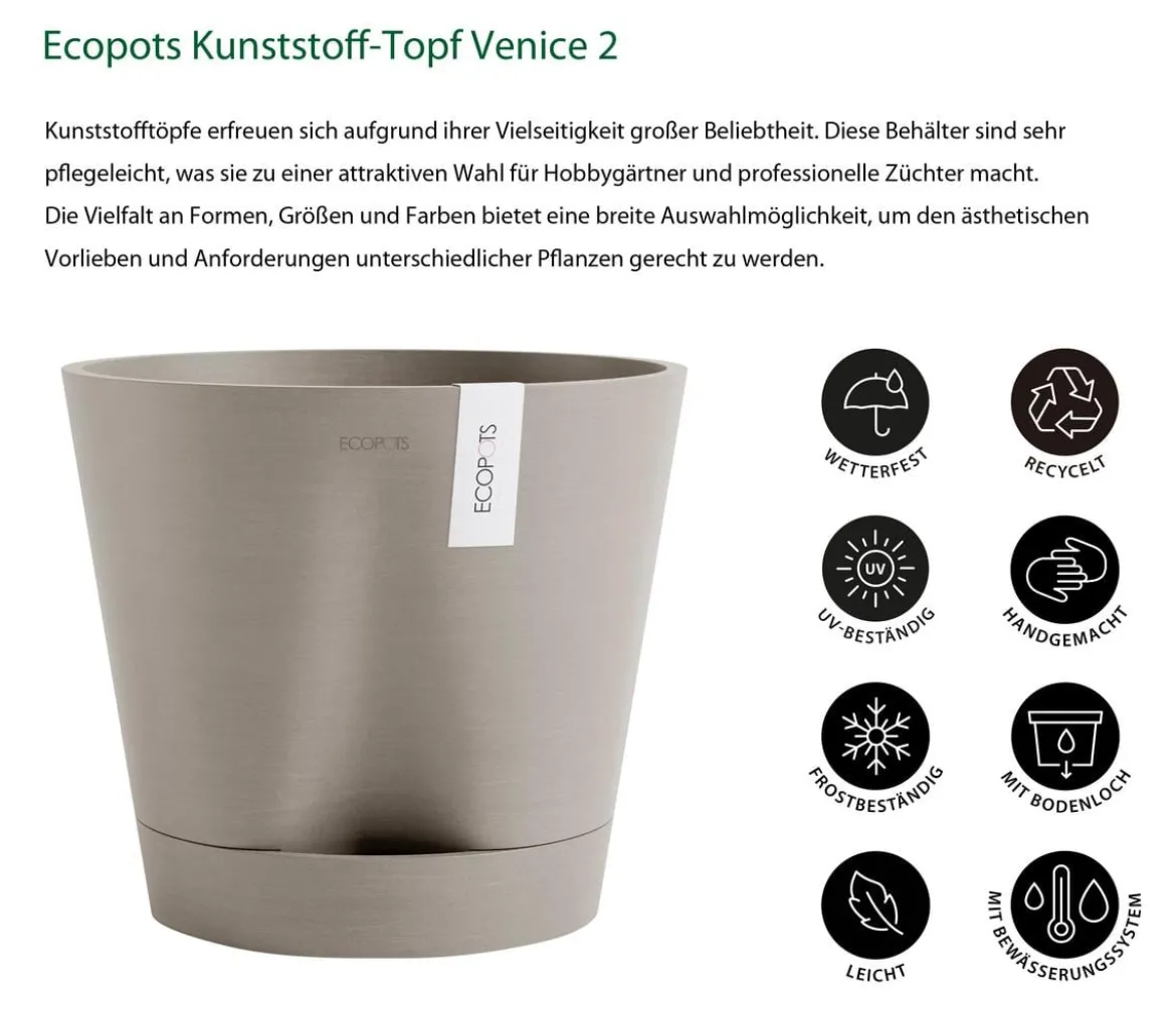 Ecopots Kunststoff-Topf Venice 2, rund