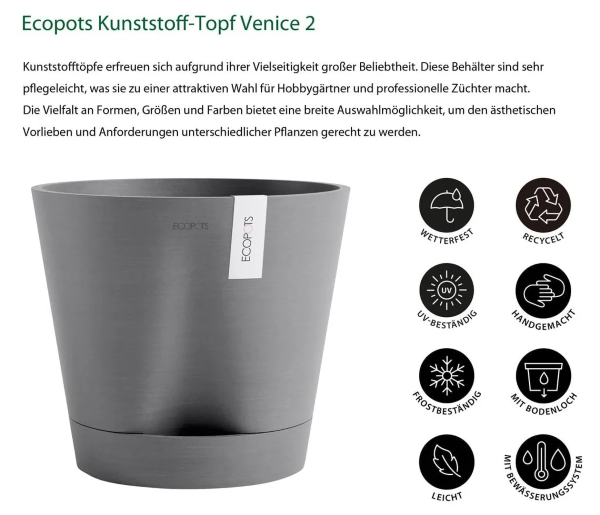 Ecopots Kunststoff-Topf Venice 2, rund