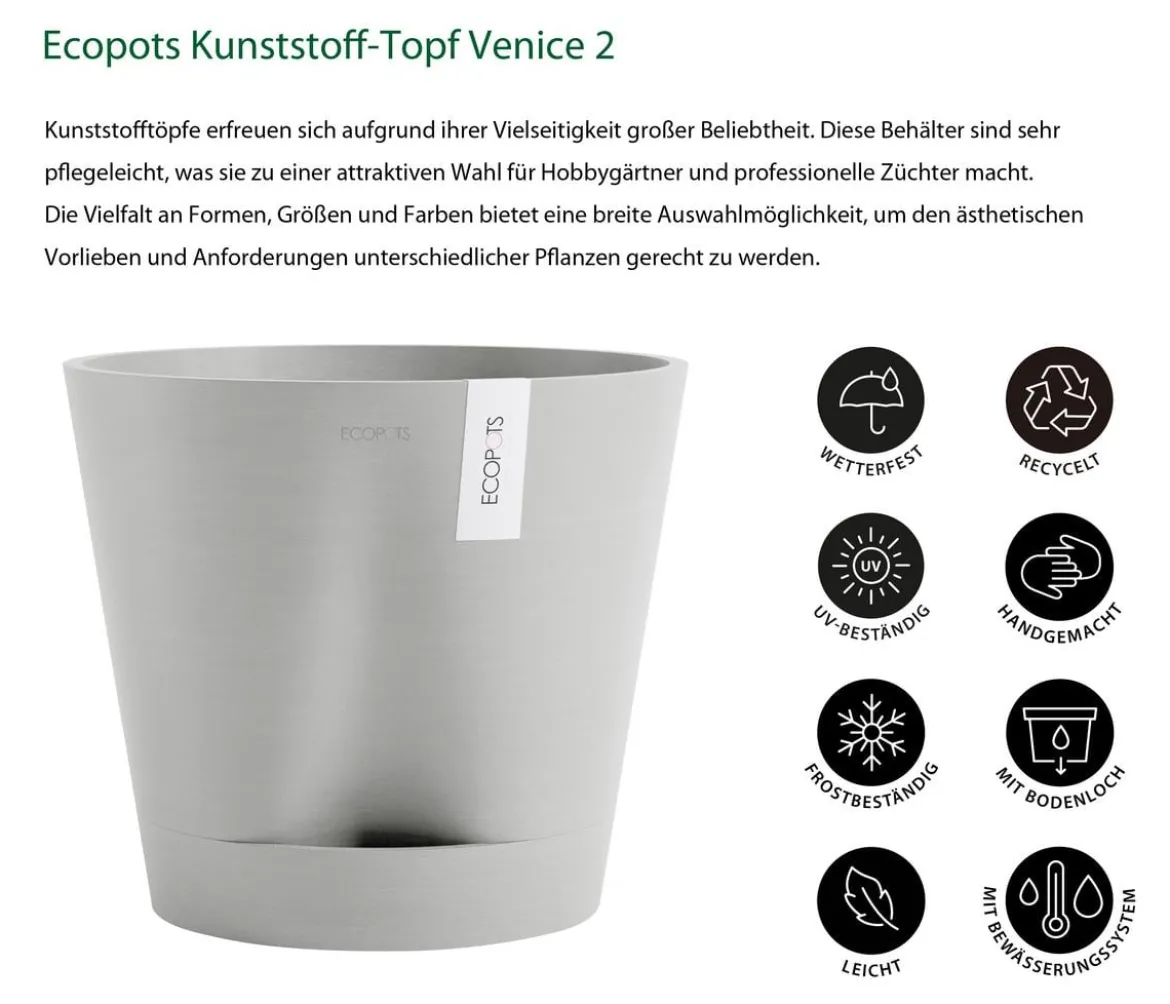 Ecopots Kunststoff-Topf Venice 2, rund
