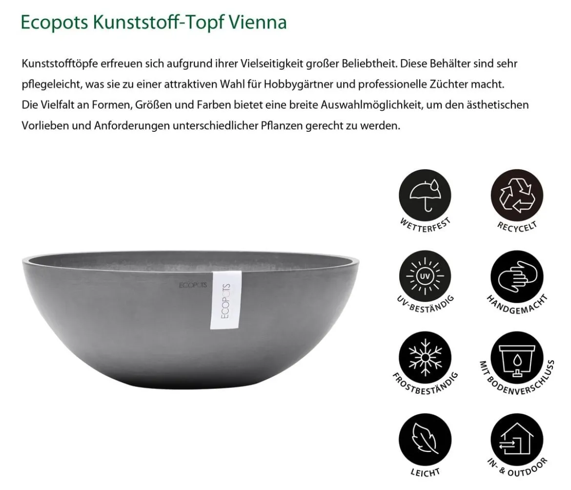 Ecopots Kunststoff-Topf Vienna, oval