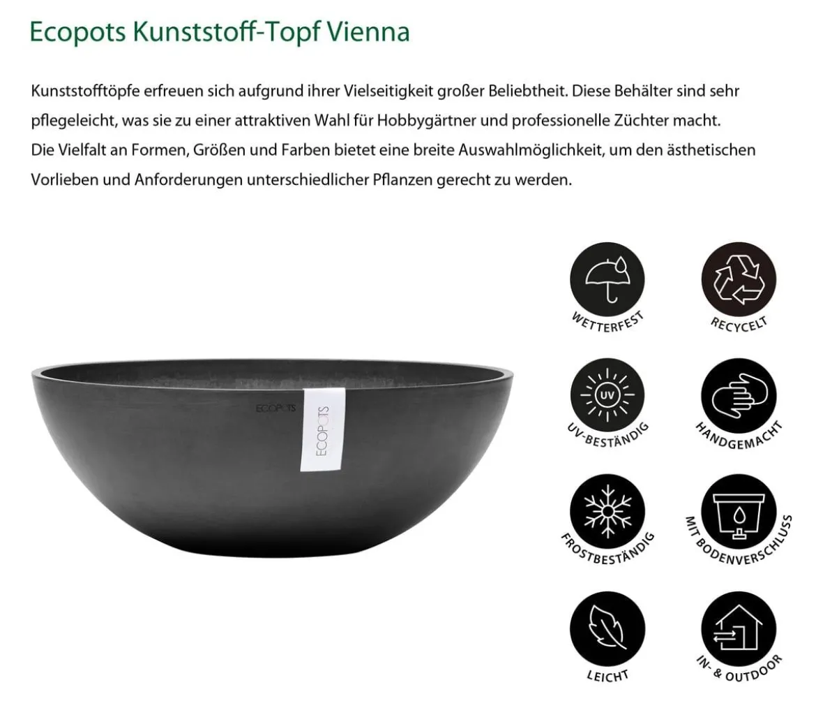 Ecopots Kunststoff-Topf Vienna, oval
