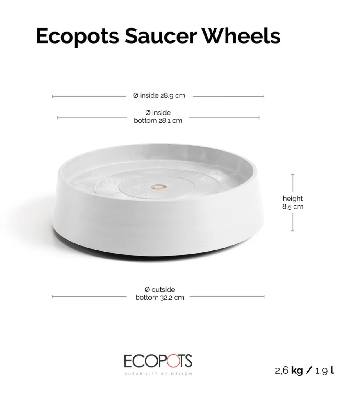 Ecopots Kunststoff-Untersetzer Oslo, rund, mit Rollen