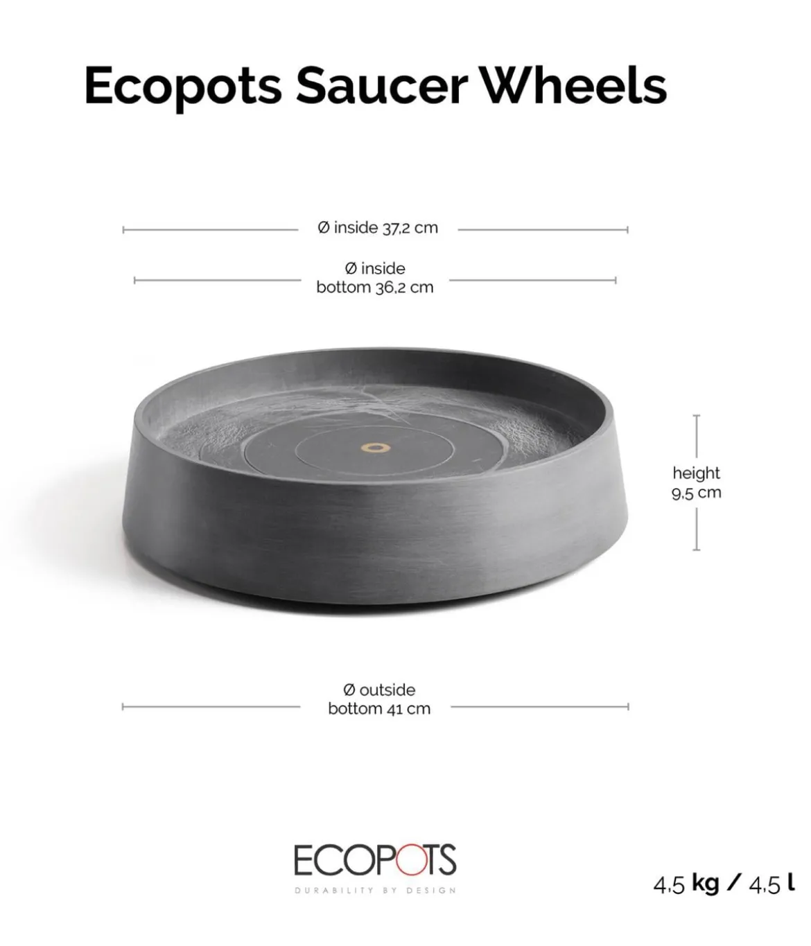 Ecopots Kunststoff-Untersetzer Oslo, rund, mit Rollen