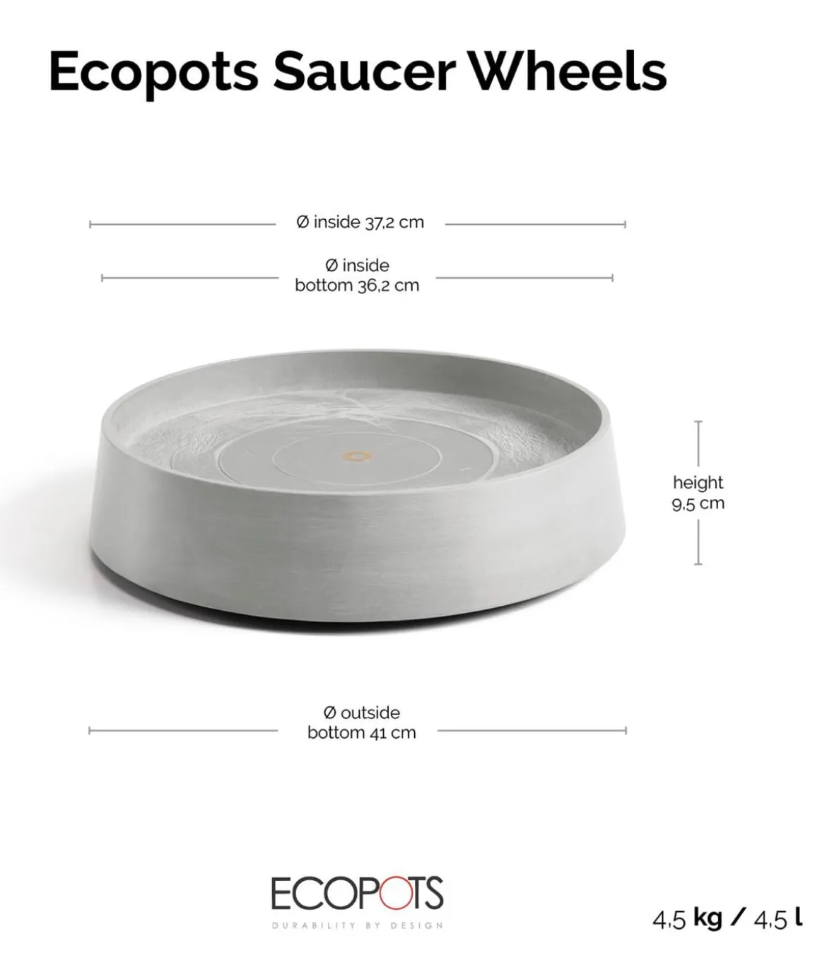 Ecopots Kunststoff-Untersetzer Oslo, rund, mit Rollen