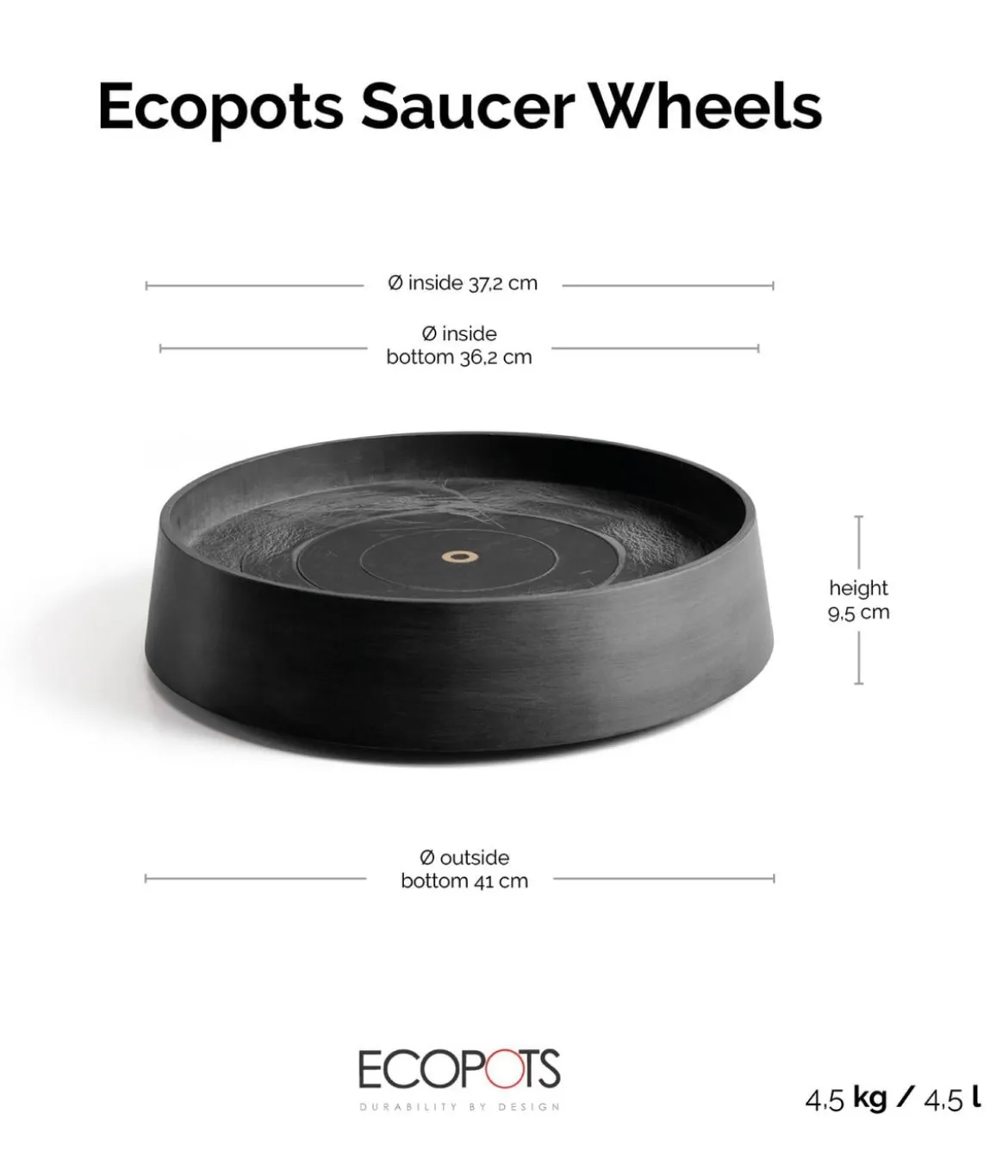 Ecopots Kunststoff-Untersetzer Oslo, rund, mit Rollen