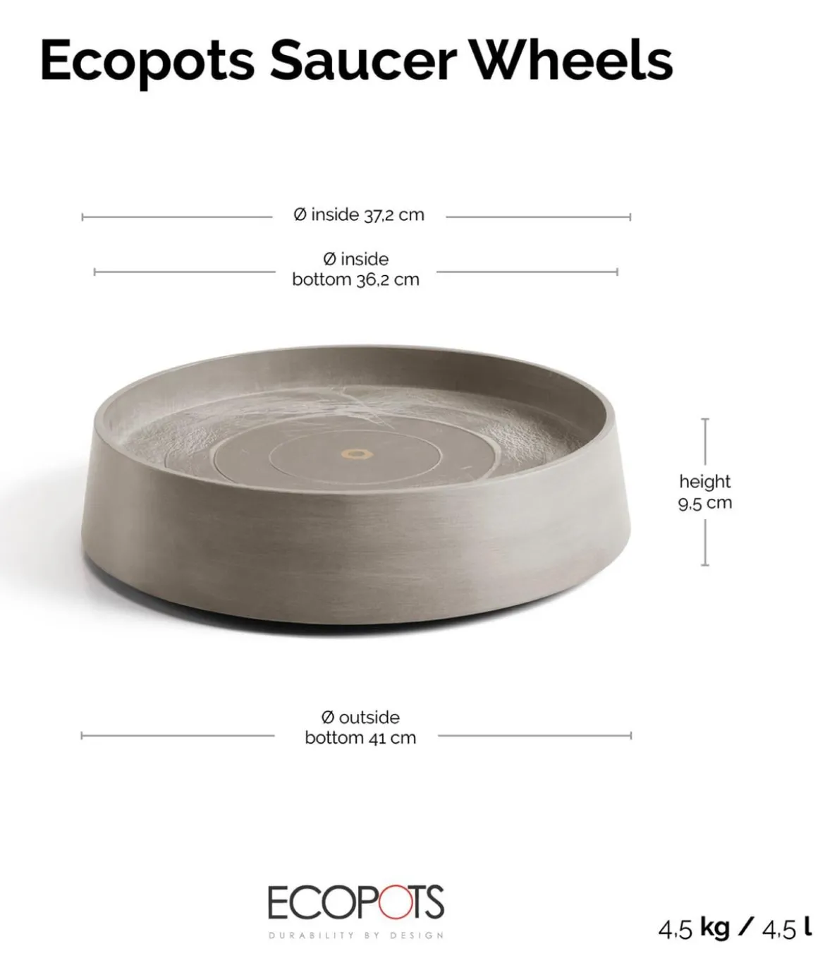 Ecopots Kunststoff-Untersetzer Oslo, rund, mit Rollen