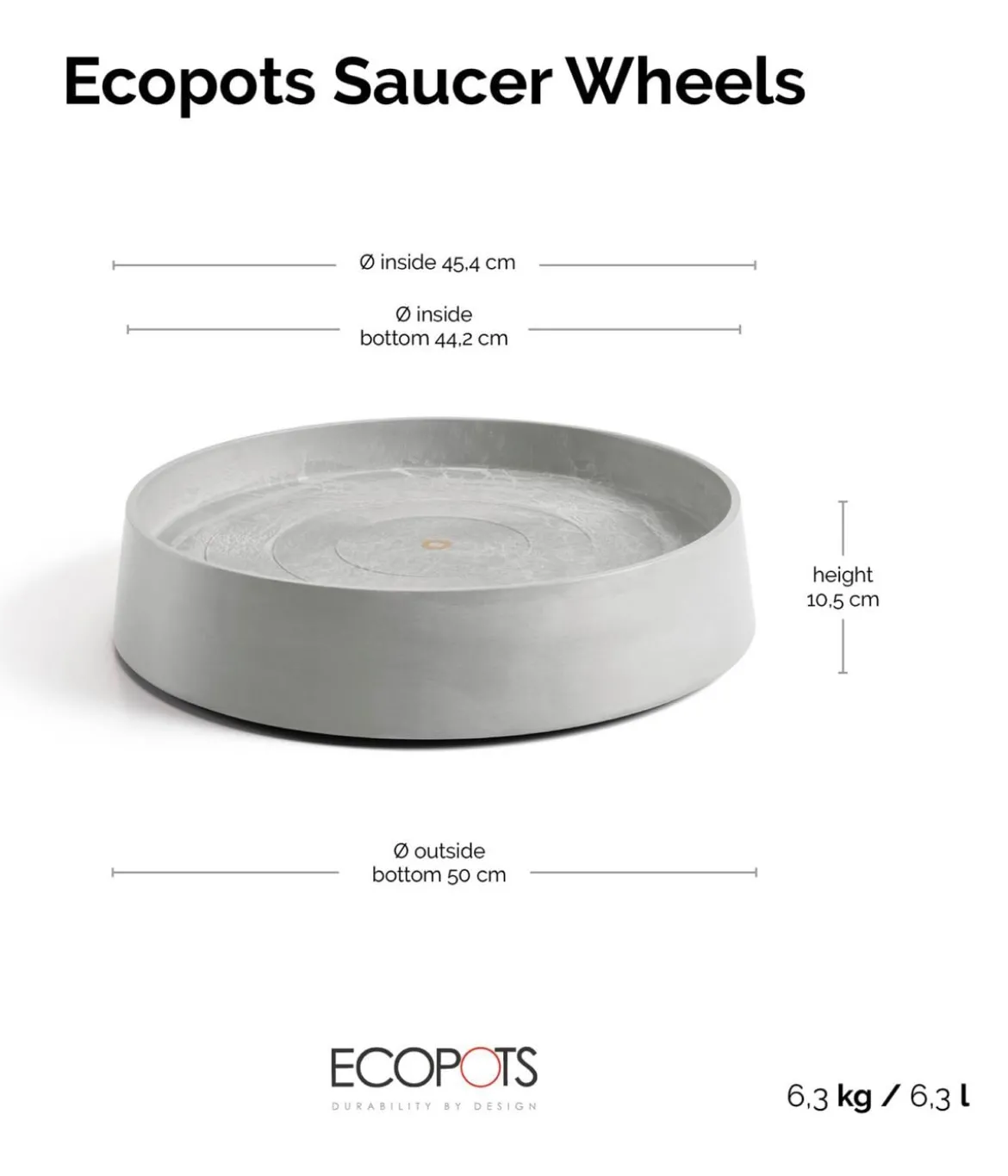 Ecopots Kunststoff-Untersetzer Oslo, rund, mit Rollen