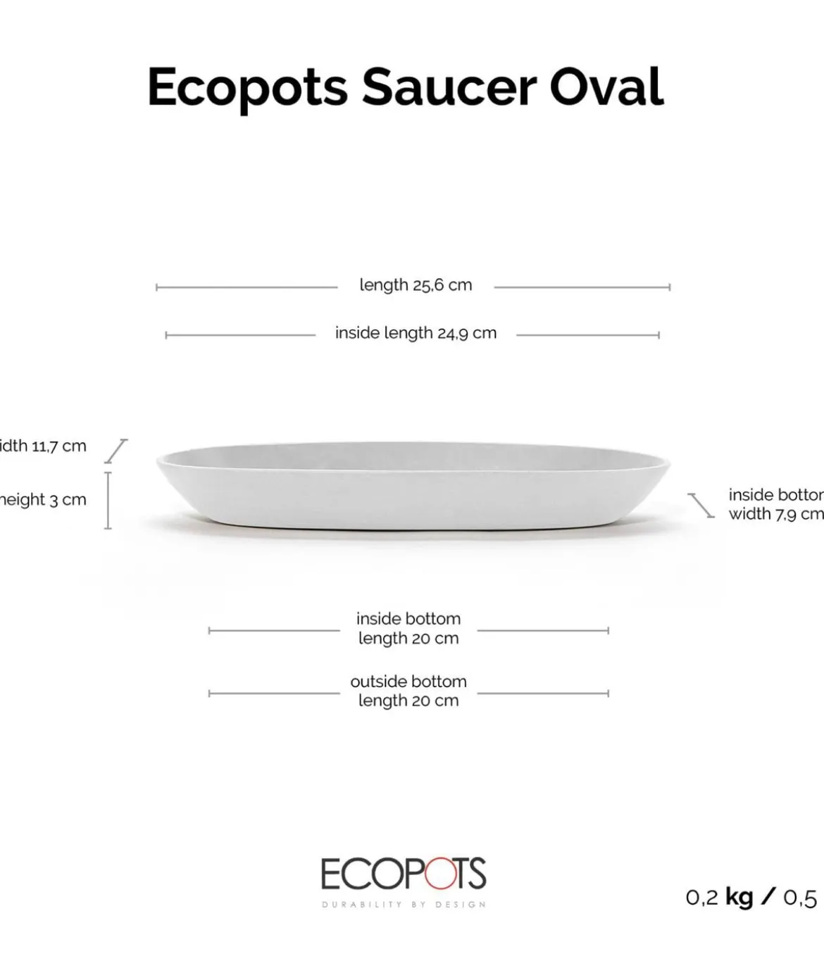 Ecopots Kunststoff-Untersetzer Sofia lang, oval