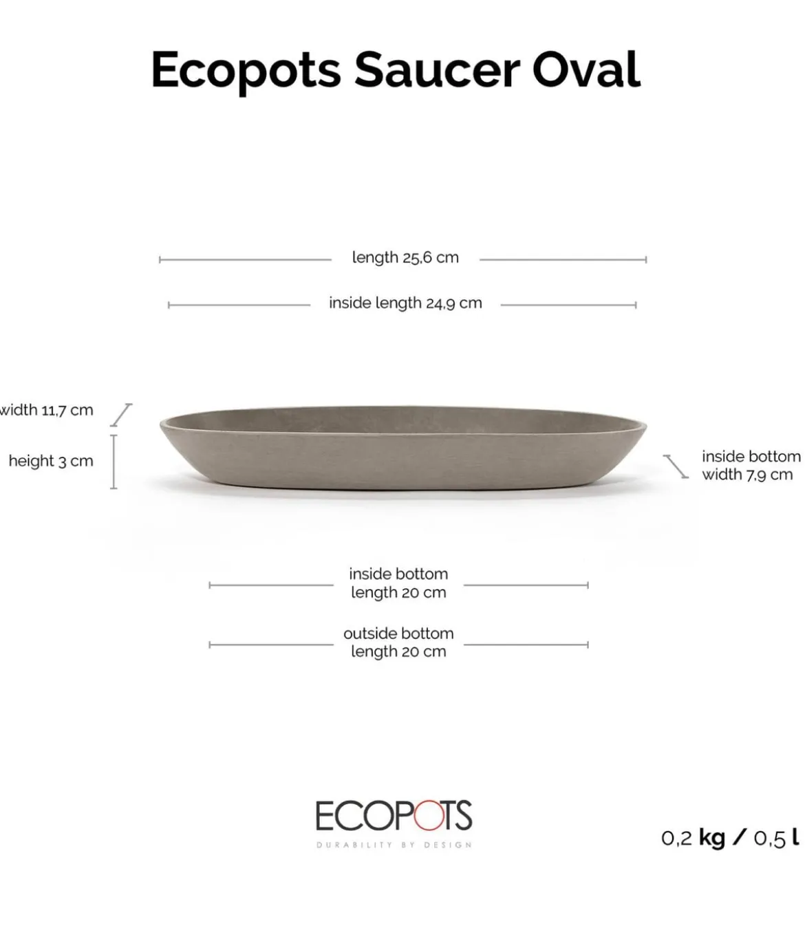 Ecopots Kunststoff-Untersetzer Sofia lang, oval