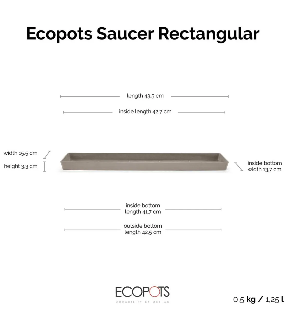 Ecopots Kunststoff-Untersetzer Bruges, rechteckig
