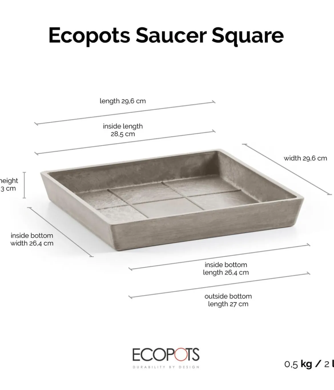 Ecopots Kunststoff-Untersetzer Rotterdam, quadratisch
