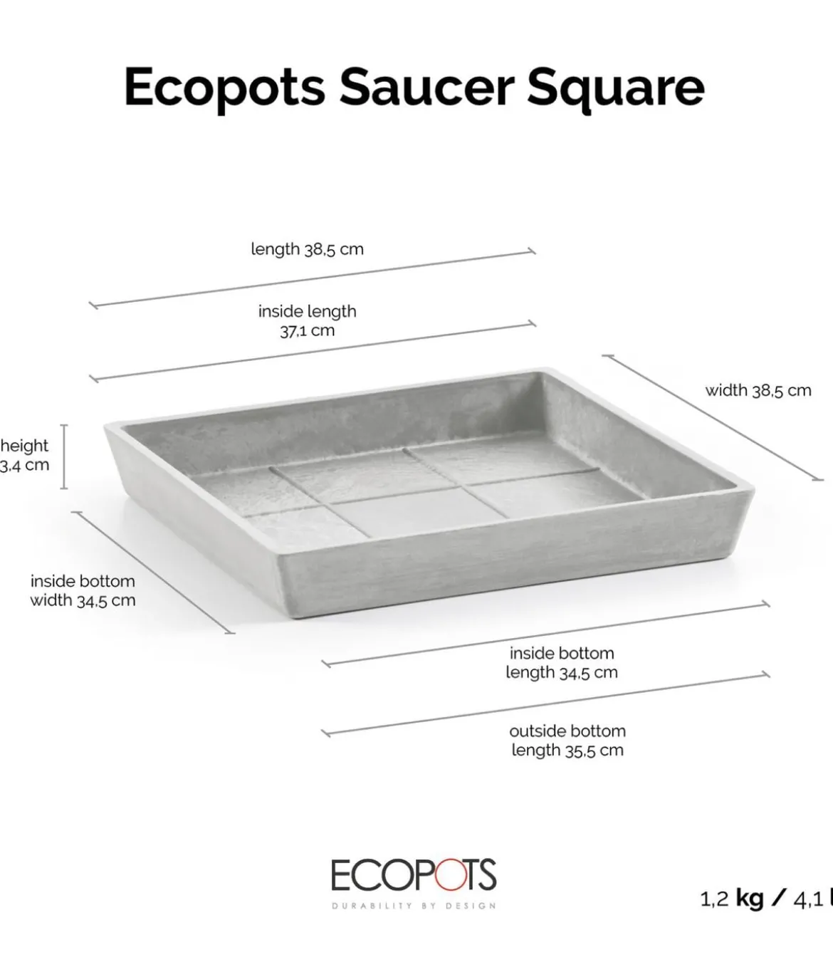 Ecopots Kunststoff-Untersetzer Rotterdam, quadratisch