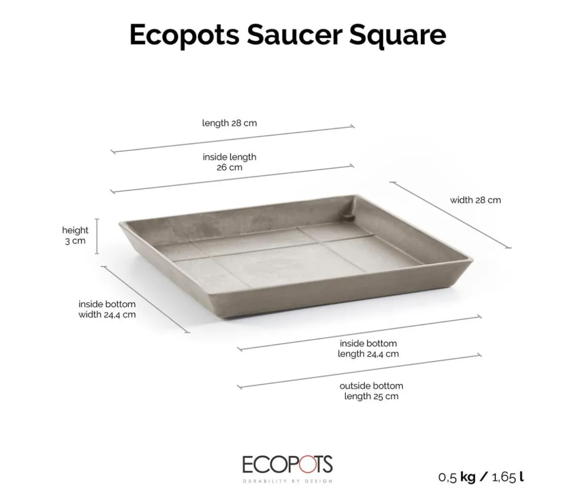 Ecopots Kunststoff-Untersetzer Rotterdam, quadratisch