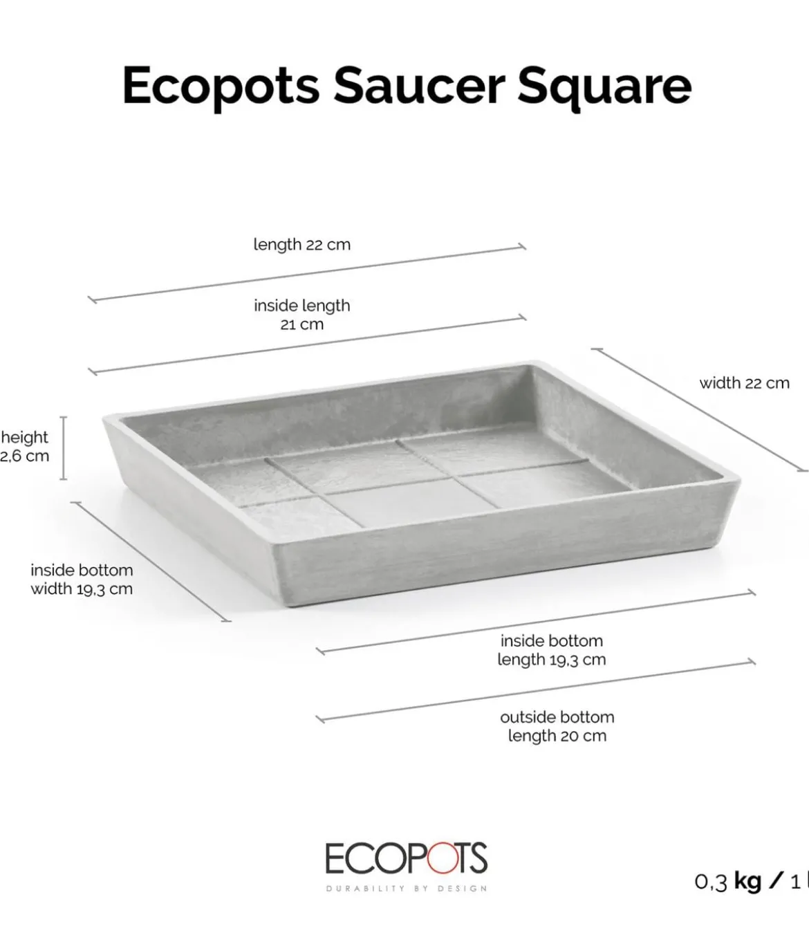 Ecopots Kunststoff-Untersetzer Rotterdam, quadratisch