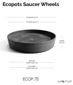 Ecopots Kunststoff-Untersetzer Amsterdam, rund, mit Rollen