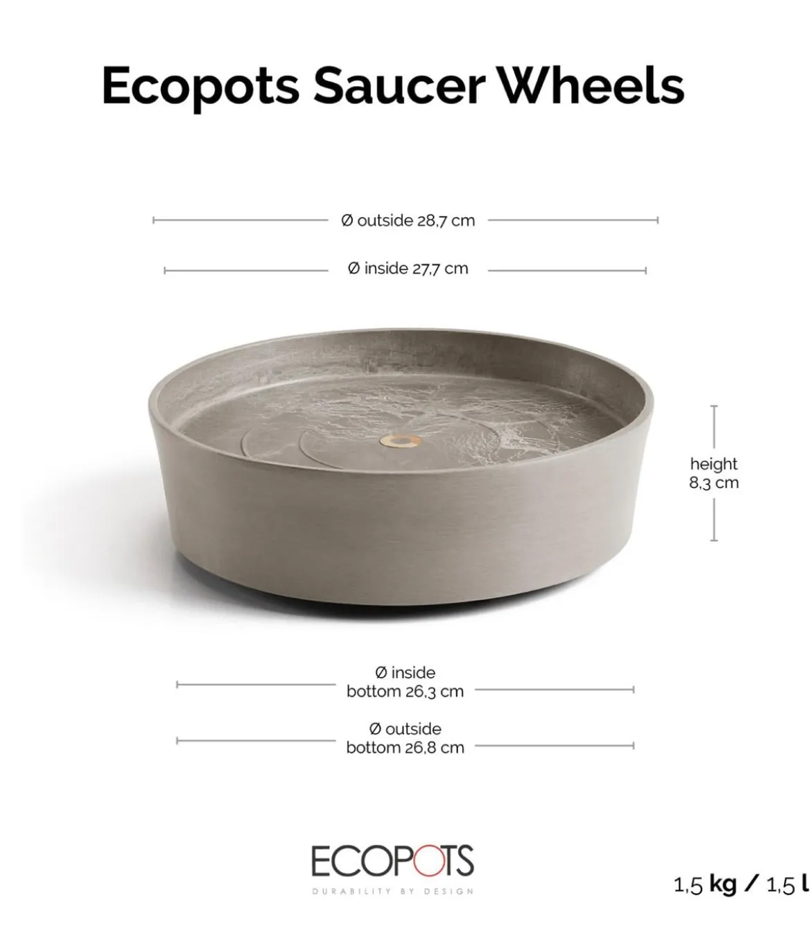 Ecopots Kunststoff-Untersetzer Amsterdam, rund, mit Rollen