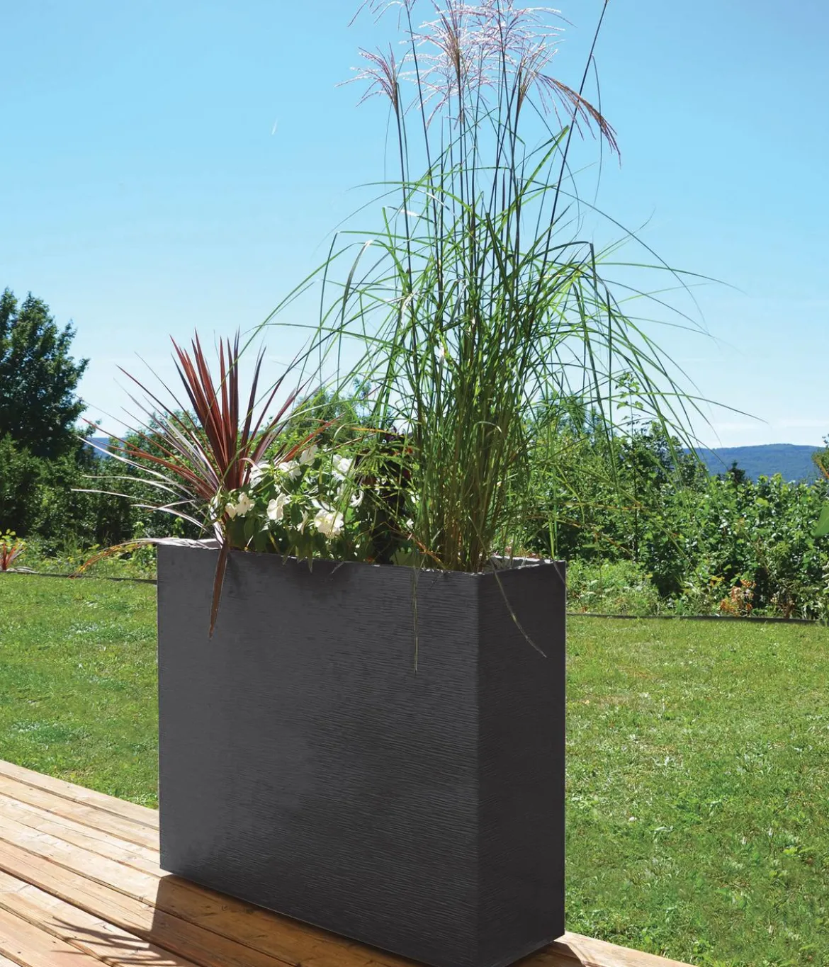 EDA Kunststoff-Blumenkasten Graphit Loft XL, rechteckig, anthrazit, ca. B99,5/H78,5/T29,5 cm