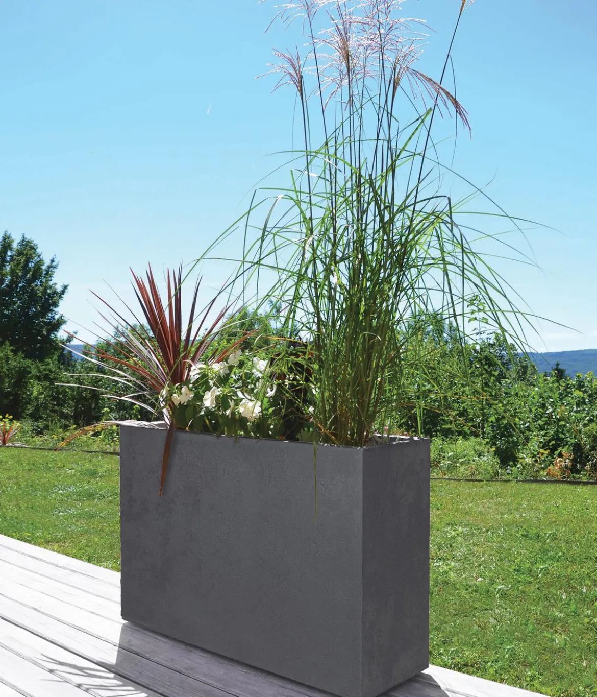 EDA Kunststoff-Blumenkasten Basalt Loft L, rechteckig, anthrazit, ca. B78,5/H60/T29,5 cm