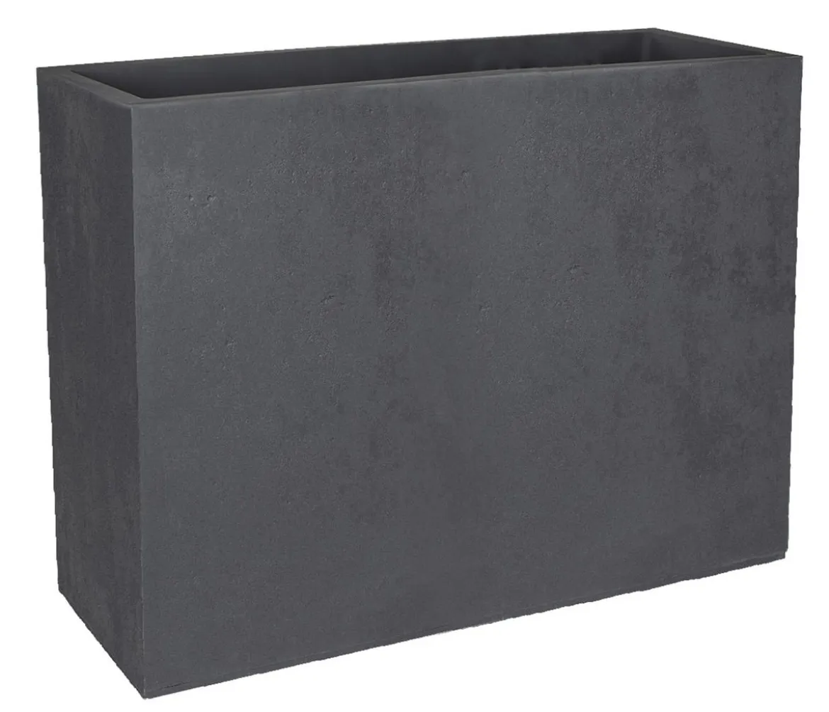 EDA Kunststoff-Blumenkasten Basalt Loft L, rechteckig, anthrazit, ca. B78,5/H60/T29,5 cm