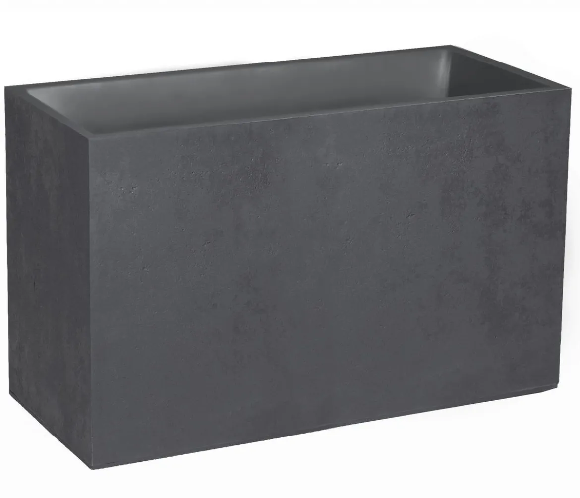 EDA Kunststoff-Blumenkasten Basalt, rechteckig, anthrazit, ca. B99,5/H60/T39,5 cm