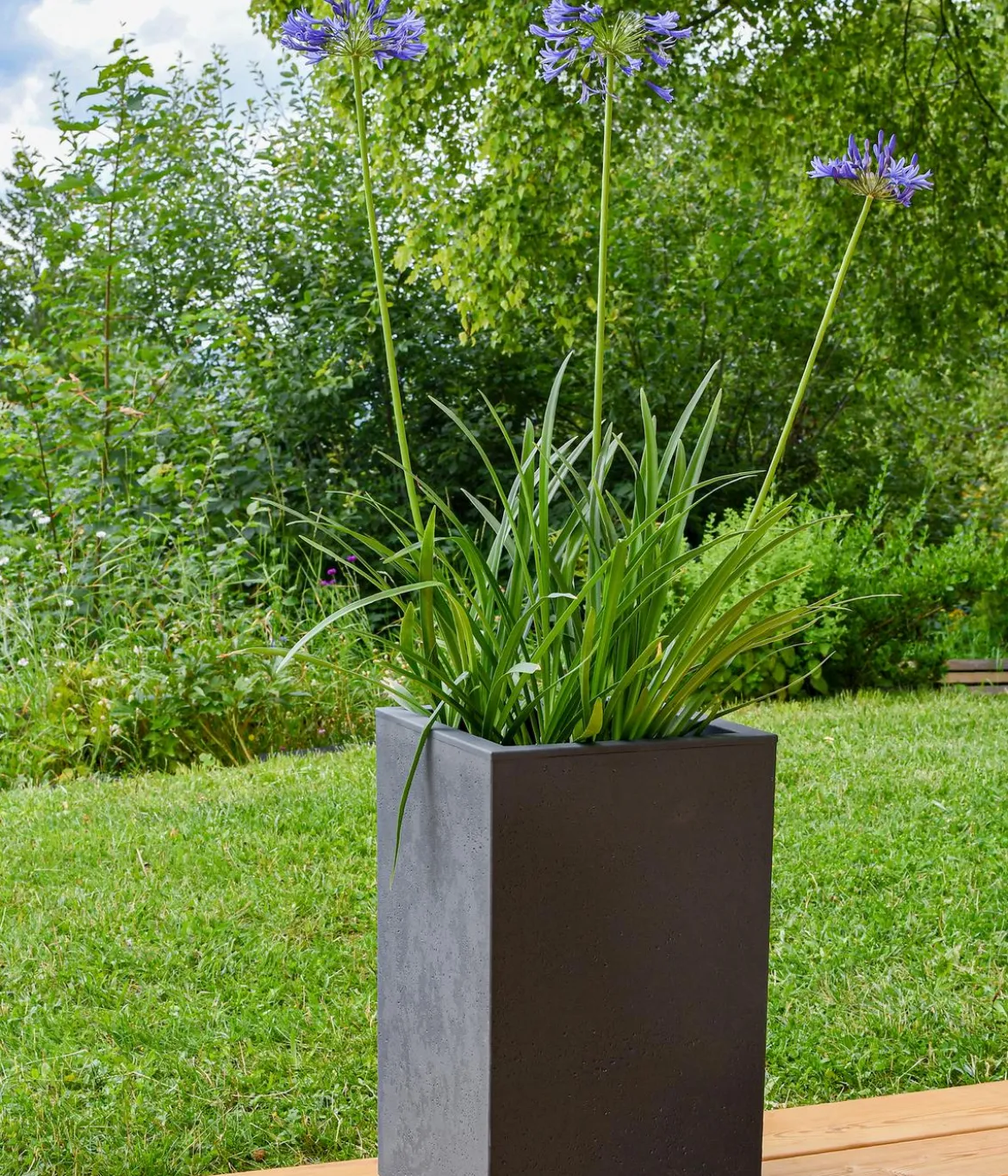 EDA Kunststoff-Topf Basalt Up, quadratisch, ca. B30/H50/T30 cm