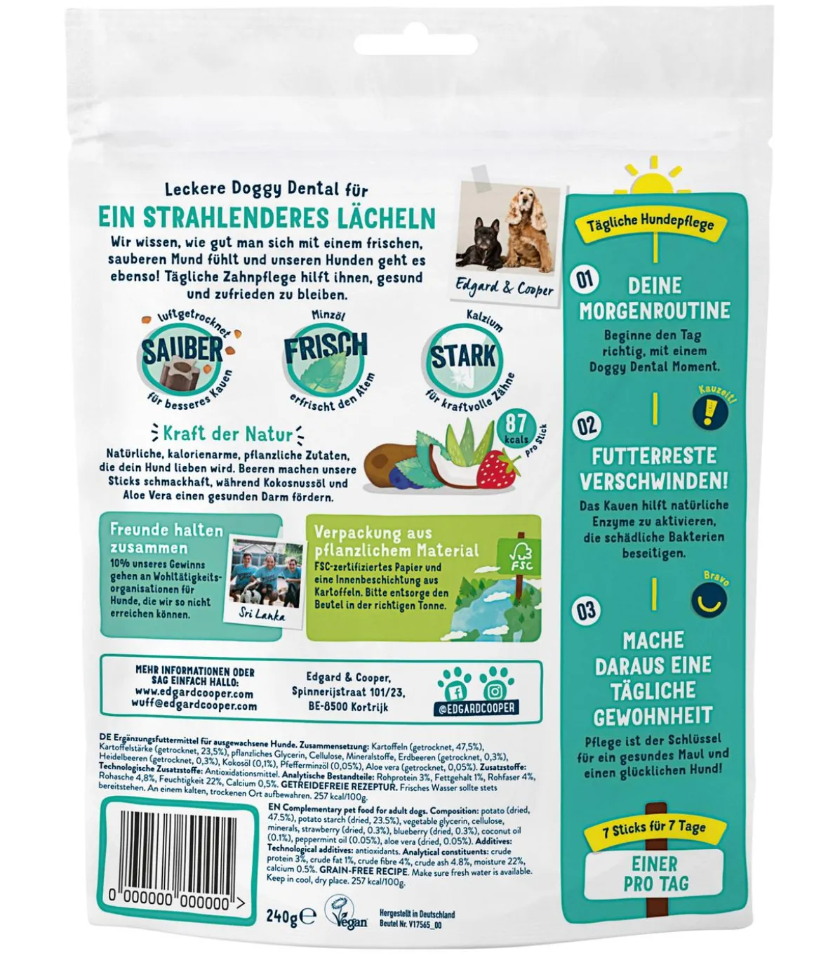 Edgard & Cooper Hundesnack Doggy Dental, Minzöl & Erdbeere