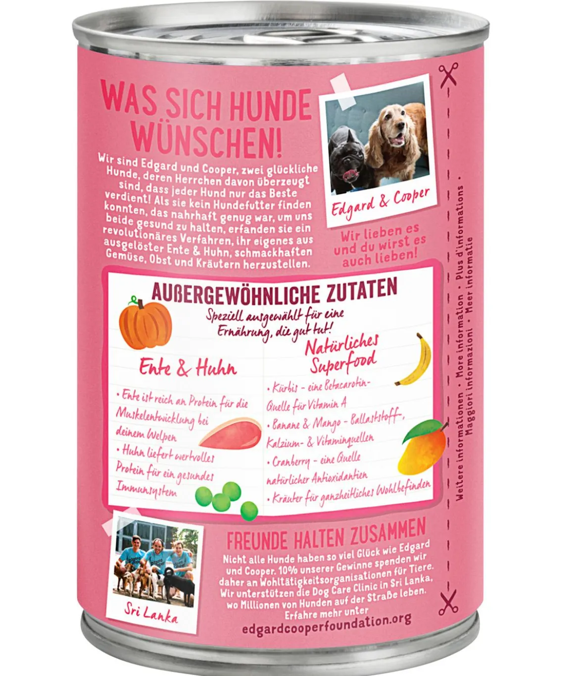 Edgard & Cooper Nassfutter für Hunde, Fabelhafte Ente & Huhn, Junior, 6 x 400 g