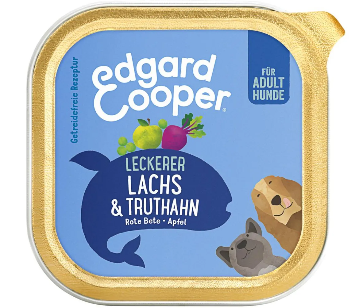 Edgard & Cooper Nassfutter für Hunde, Leckerer Lachs & Truthahn Adult, 11 x 150 g