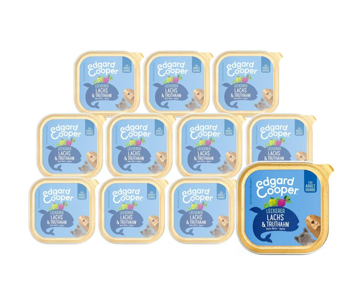 Edgard & Cooper Nassfutter für Hunde, Leckerer Lachs & Truthahn Adult, 11 x 150 g