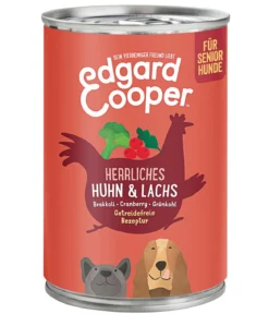 Edgard & Cooper Nassfutter für Hunde, Herrliches Huhn & Lachs, Senior, 6 x 400 g