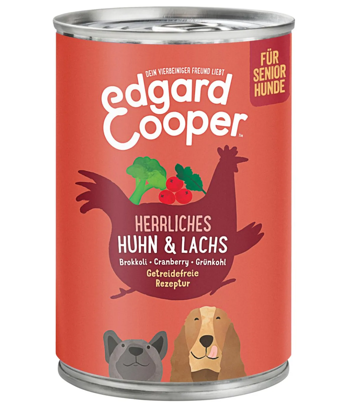 Edgard & Cooper Nassfutter für Hunde, Herrliches Huhn & Lachs, Senior, 6 x 400 g