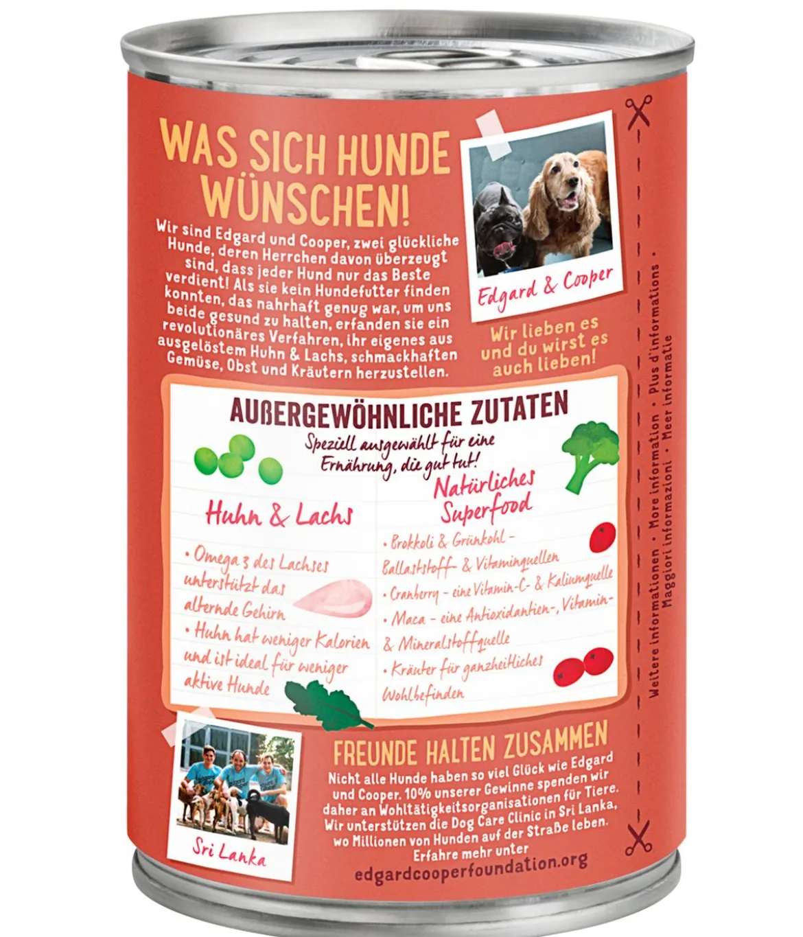 Edgard & Cooper Nassfutter für Hunde, Herrliches Huhn & Lachs, Senior, 6 x 400 g