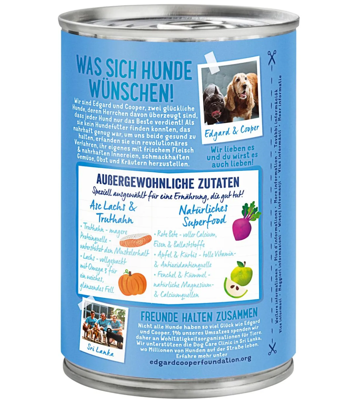 Edgard & Cooper Nassfutter für Hunde, Delikater ASC Lachs & Truthahn Adult, 6 x 400 g