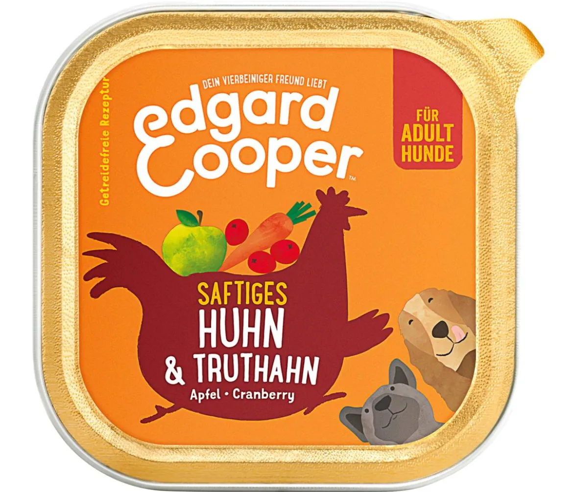 Edgard & Cooper Nassfutter für Hunde, Saftiges Huhn & Truthahn Adult, 11 x 150 g