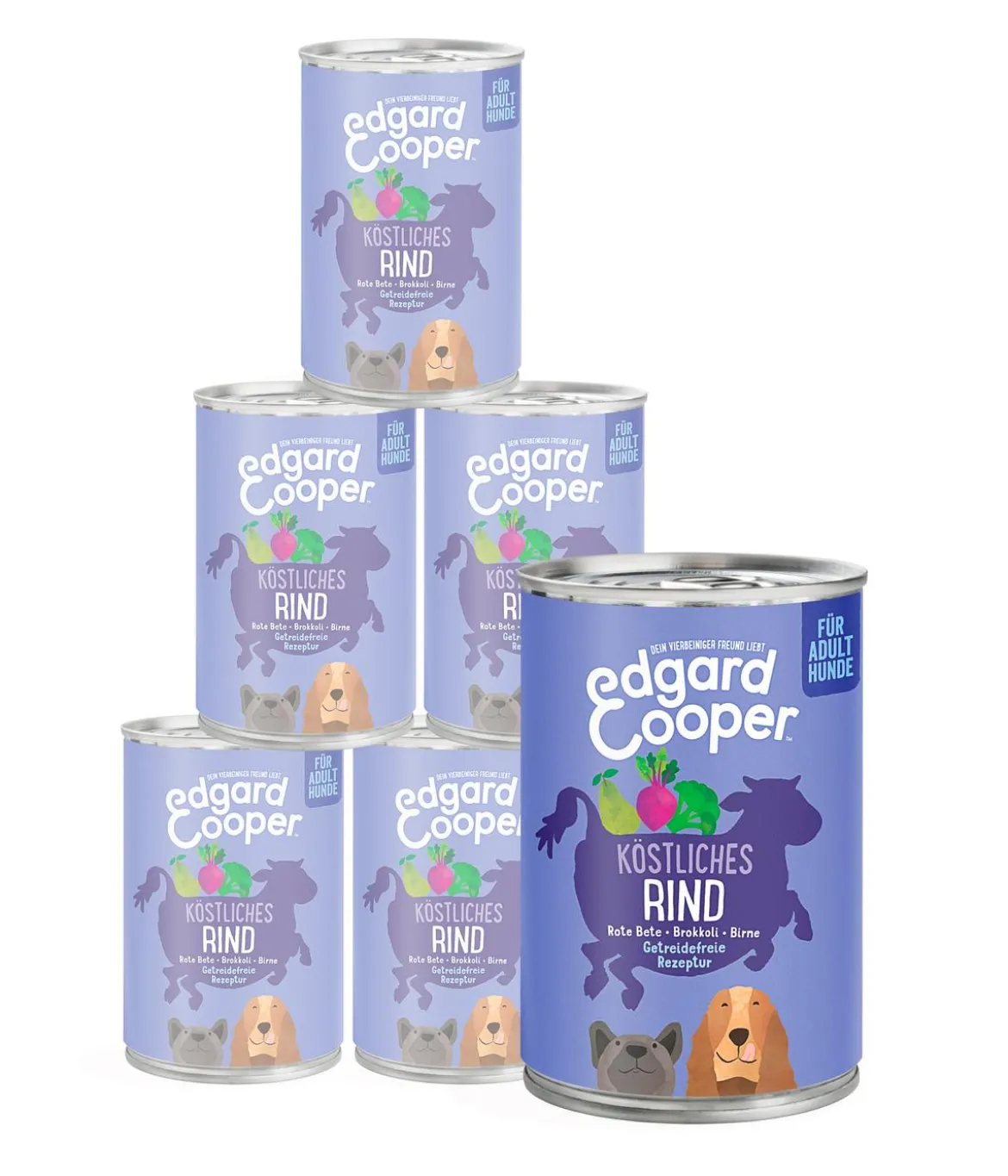 Edgard & Cooper Nassfutter für Hunde, Köstliches Rind Adult, 6 x 400 g