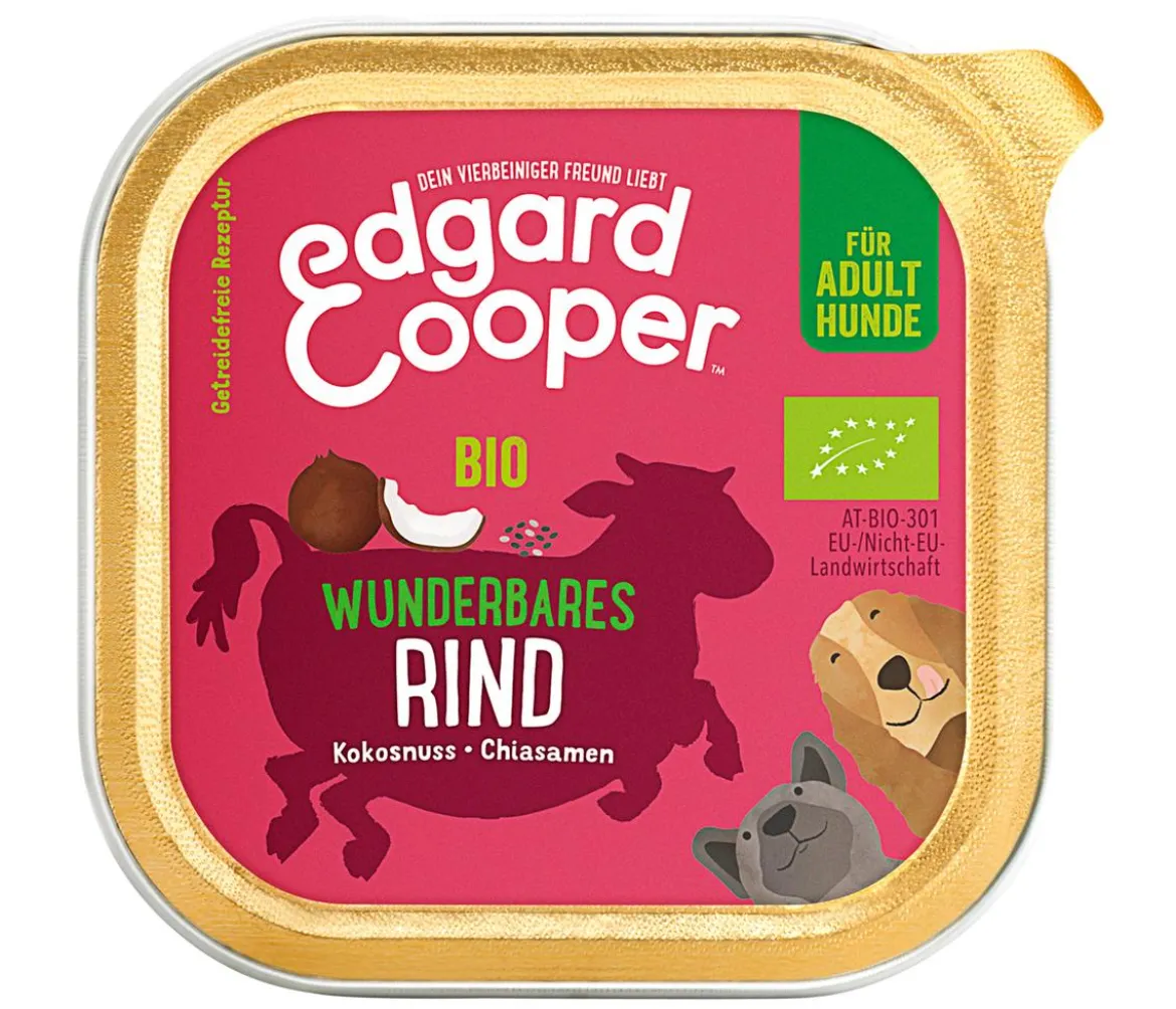 Edgard & Cooper Nassfutter für Hunde, Wunderbares Rind Adult, Bio, 17 x 100 g