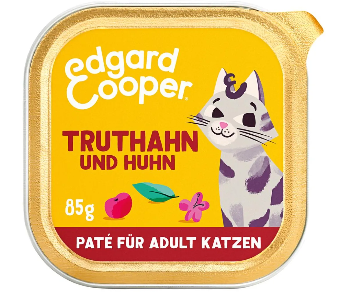 Edgard & Cooper Nassfutter für Katzen Freilauftruthahn & Freilaufhuhn Paté Adult, 16 x 85 g