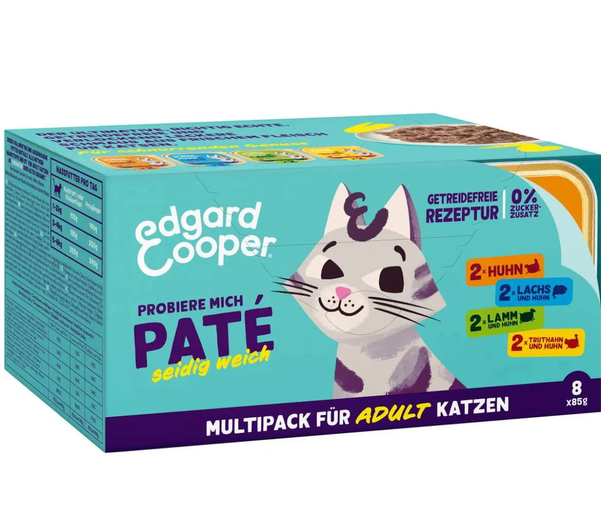 Edgard & Cooper Nassfutter für Katzen Mischpaket Paté Adult, 4 x 8x85 g
