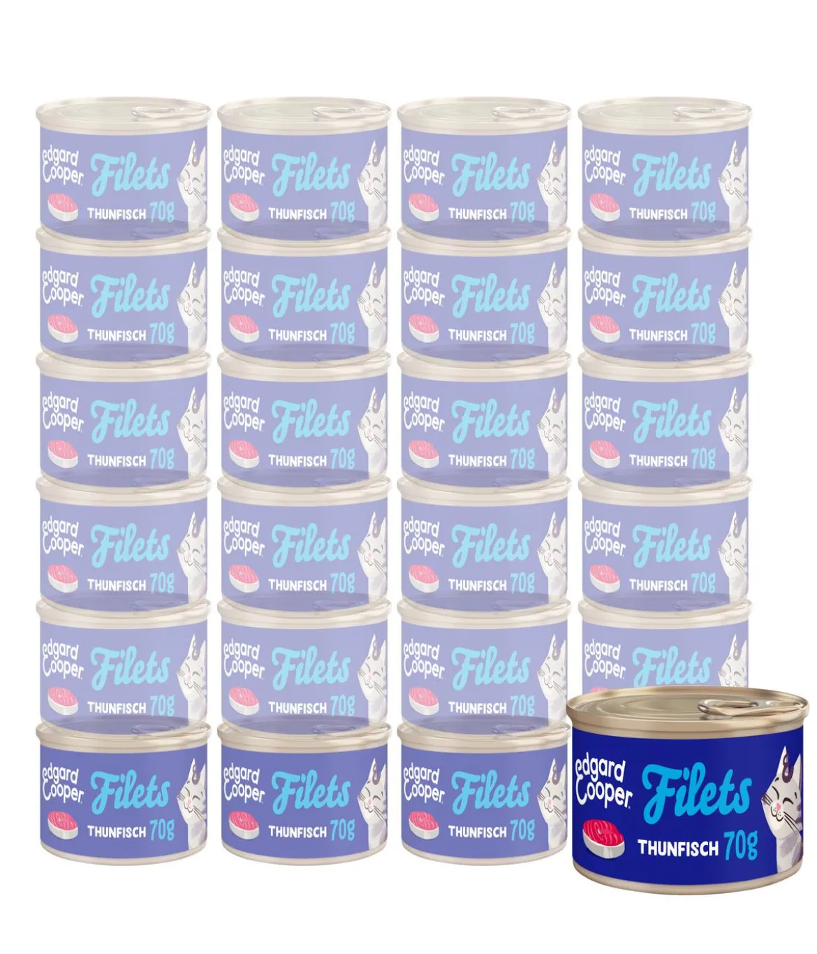 Edgard & Cooper Nassfutter für Katzen Wildfang-Thunfisch Filets, 24 x 70 g