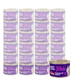 Edgard & Cooper Nassfutter für Katzen Wildfang-Thunfisch & Garnele Filets, 24 x 70 g