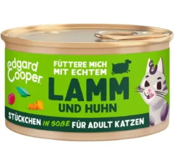 Edgard & Cooper Nassfutter für Katzen Lamm & Freilandhuhn Stückchen in Soße Adult, 18 x 85 g