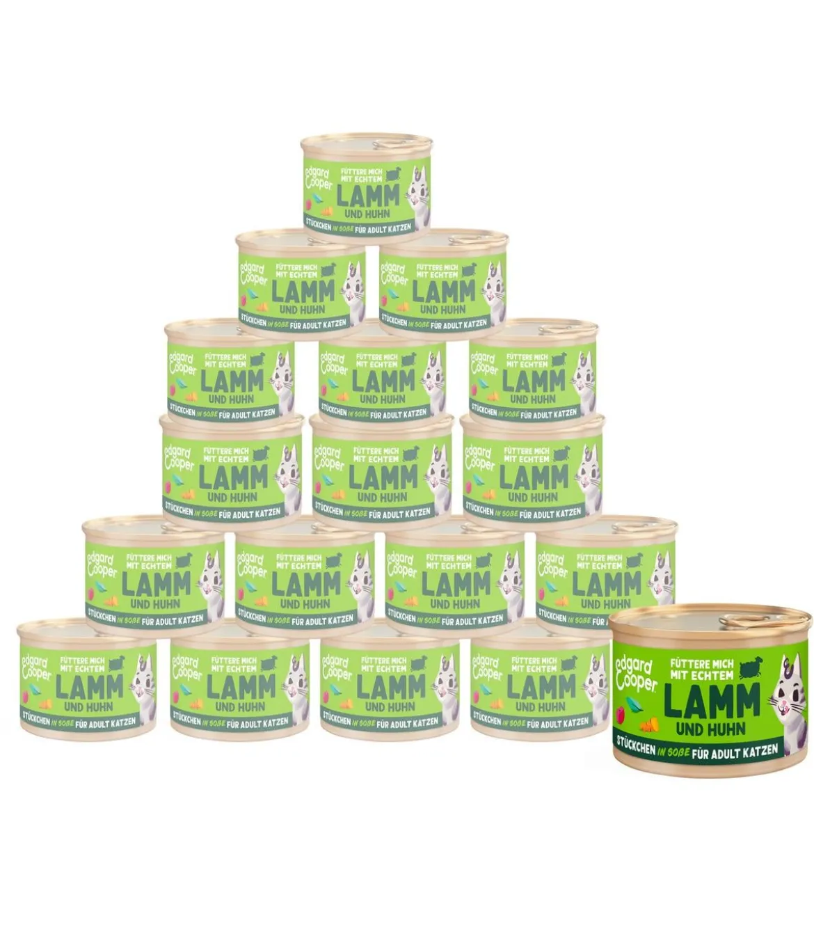 Edgard & Cooper Nassfutter für Katzen Lamm & Freilandhuhn Stückchen in Soße Adult, 18 x 85 g