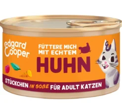 Edgard & Cooper Nassfutter für Katzen Freilaufhuhn Stückchen in Soße Adult, 18 x 85 g