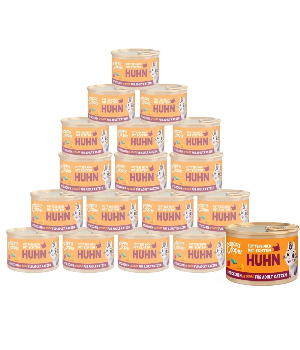 Edgard & Cooper Nassfutter für Katzen Freilaufhuhn Stückchen in Soße Adult, 18 x 85 g